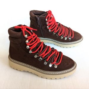 MADDEN GIRL Tipperr combat hiking lace-up brown boots